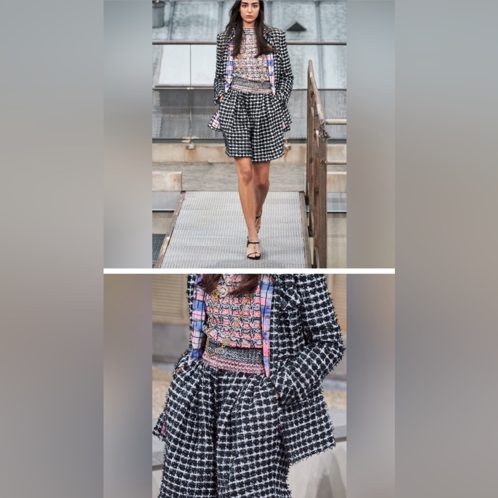 Authentic CHANEL Black and White Tweed Women Shorts